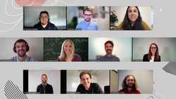 Screenshot eines Videocalls mit allen Finalistinnen und Finalisten
