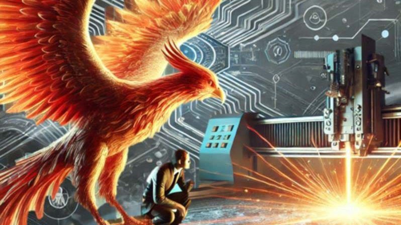Phoenix vor einem Laser